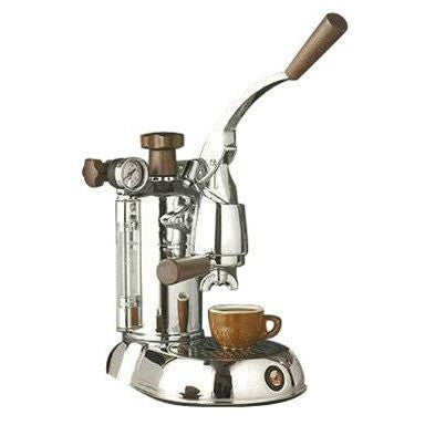 La Pavoni Stradavari Lever Espresso Machine; Chrome, Wood Trim